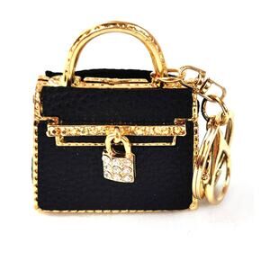 Black Tote Key Ring Bag Charm